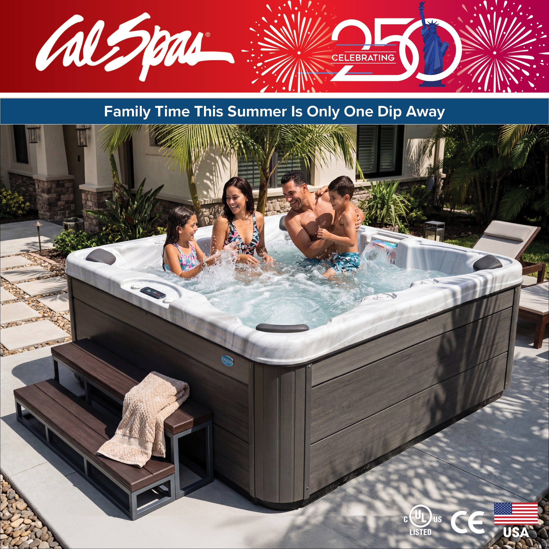 Calspas hot tub being used in a family setting - Cranston